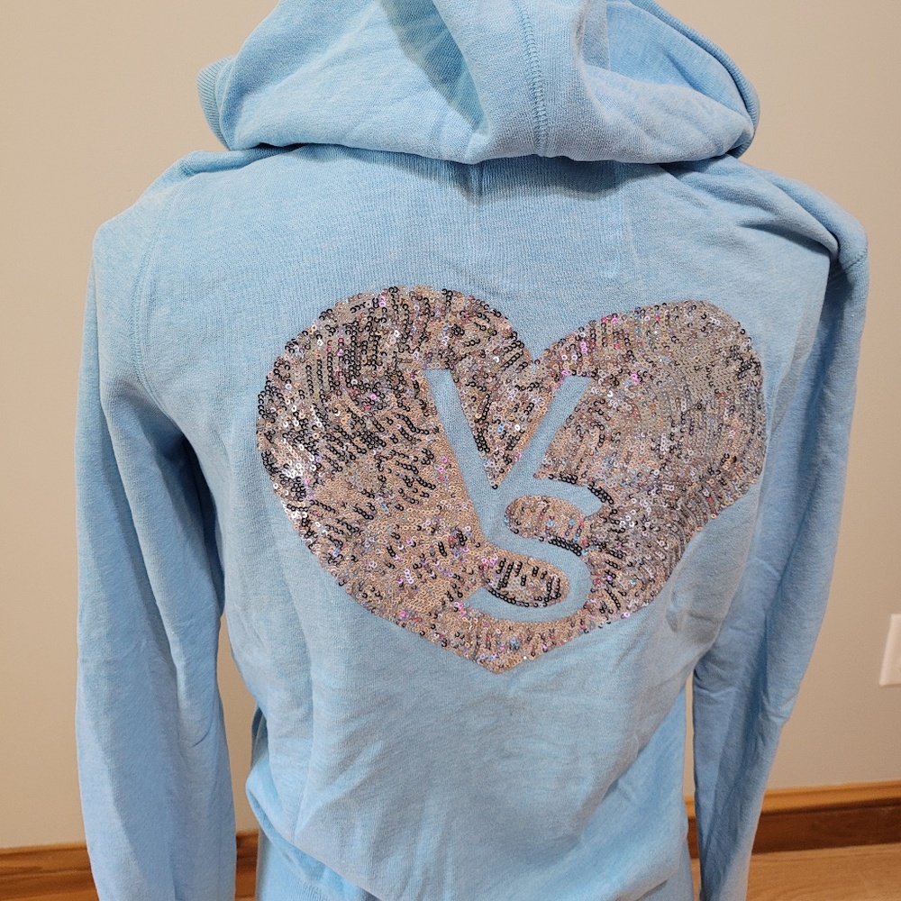 Victorias Secret Supermodel Essentials Heart Sequin Zip Hoodie